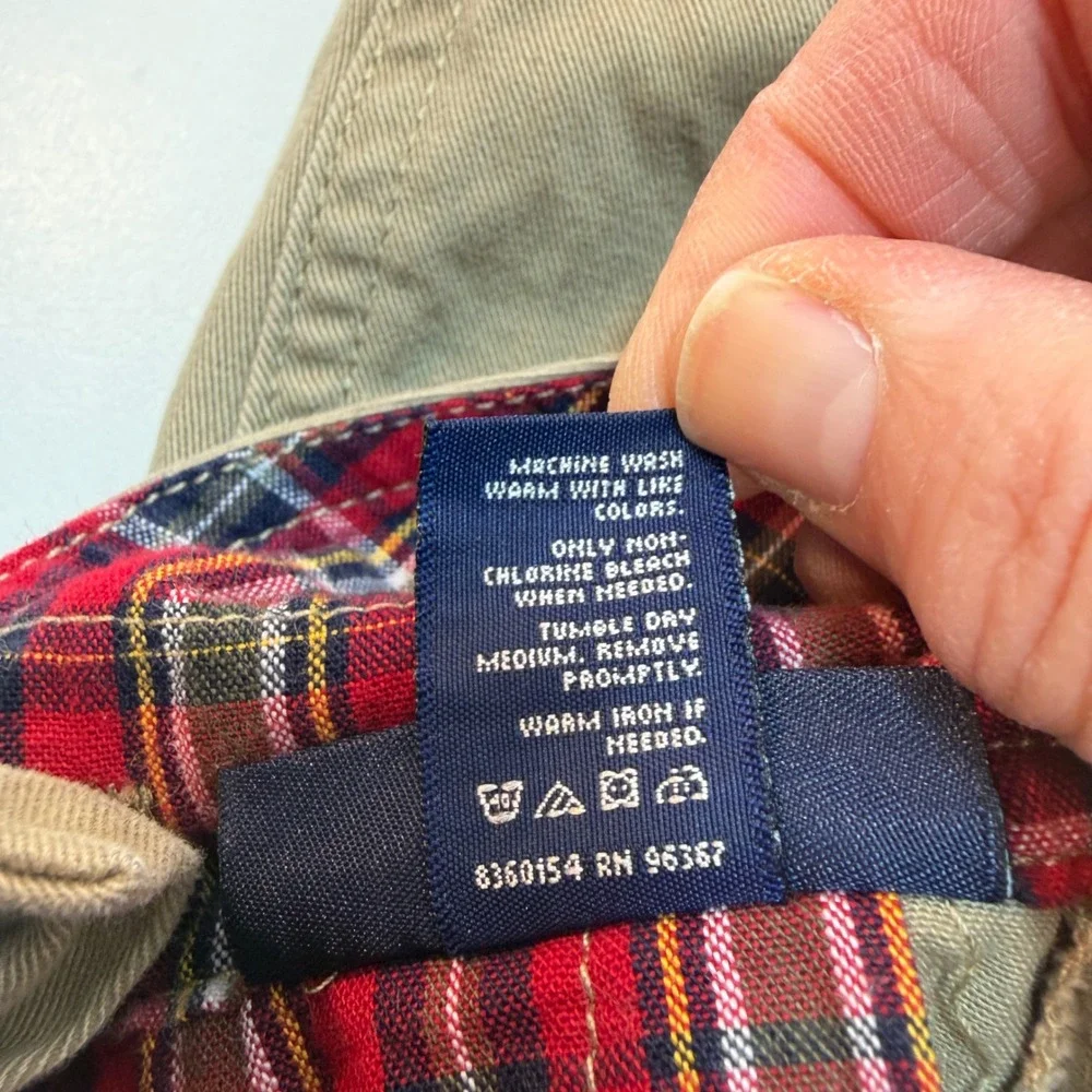 OshKosh B'gosh Baby Boy‎ 12 Month Tan Overalls Shirt Set Plaid Trim Vintage